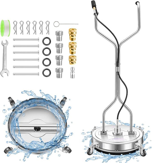 20" Pressure Washer Surface Cleaner with 4 Wheels and Dual Handle, Power Washer Attachment for Cleaning Concrete, Patio, Sidewalk, Deck and Driveways - PWS 20 by LidoDola