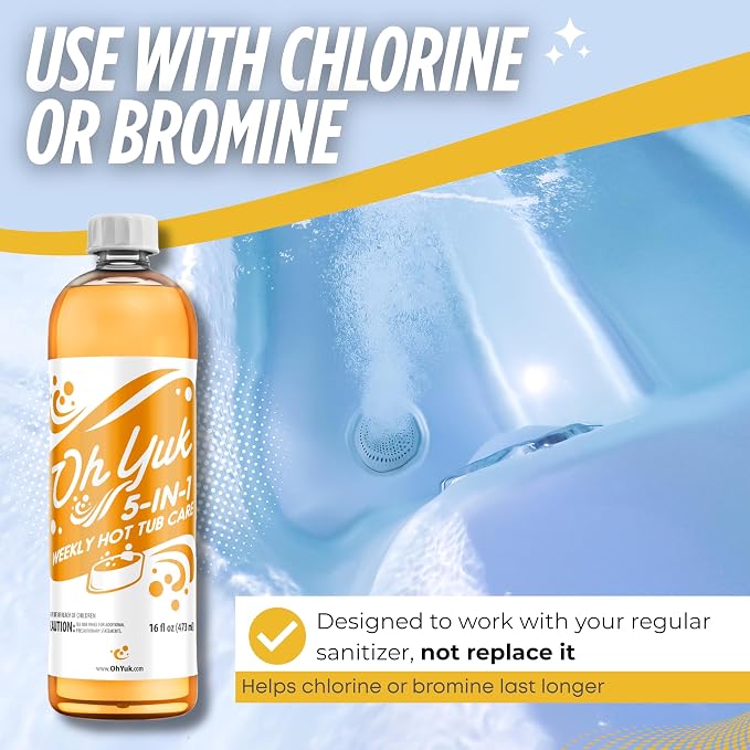 Oh Yuk 5-in-1 Weekly Hot Tub Chemicals – Hot tub Clarifier, Cleaner, Conditioner – Helps Control Water Balance & Combat Buildup – Spa Care Chemicals for All Types Including Inflatable & Portable - Image 3