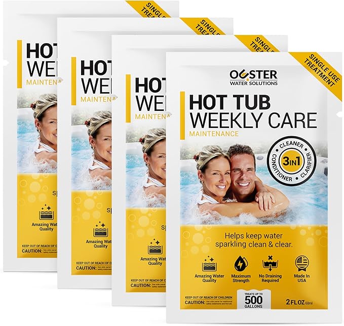Bio Ouster 3in1 Weekly Hot Tub Cleaner, Conditioner, Clarifier - Hot Tub Chemicals for Standard & Inflatable Spas - Spa Chemicals for Crystal Clear & Sparkling Clean Water - Made in USA (4 Week Kit) by OusterWaterSolutions