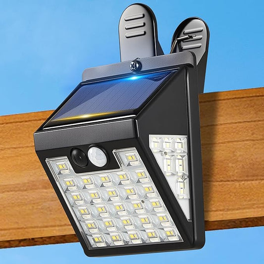 Clip On Solar Lights Outdoor,Motion Sensor Outdoor Lights, 72LEDs 600LM Clip on Solar Fence Lights Outdoor Waterproof LED,Solar Lights for Wall Fence,Deck, Gutter,Camping (1)