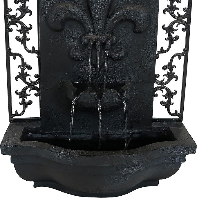 Sunnydaze 33" Outdoor Wall Water Fountain with Pump - Lead - French Lily - Electric