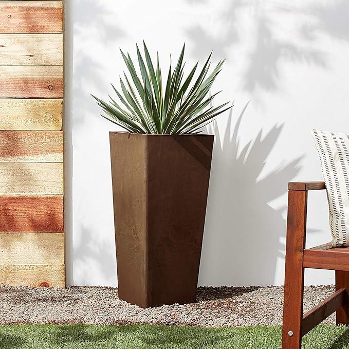Arcadia Garden Products PSW UFH41C Contemporary Tall Square Planter, 16 by 16 by 32", Chocolate