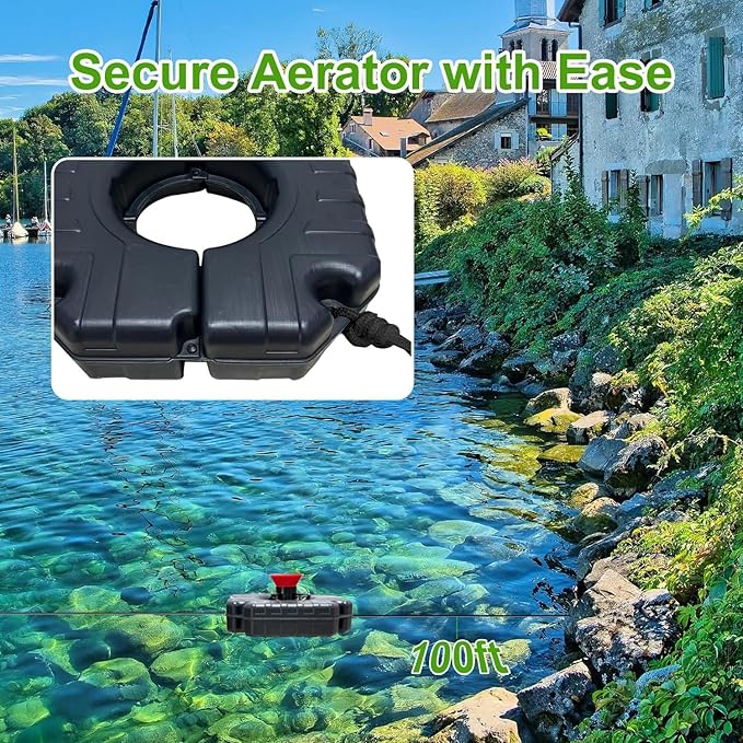 Pond Fountain Aerator 750W -Pond Fountain -1HP 15000 GPH Floating Aerator Pump-100ft Power Cord-2×Metal Ground Stakes-33x2Ft Traction Rope -for Ponds and Lakes 2026 Latest Model