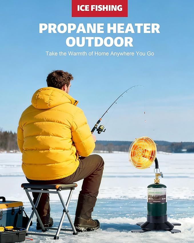 Ravs Portable Propane Heater for Camping, 6500btu Outdoor Tent Heater with Foldable Tank Holder, Multi-Angle Adjustment, Golf Cart Heater for Hiking, Ice Fishing, Hunting, Backyard, Fuel not Included
