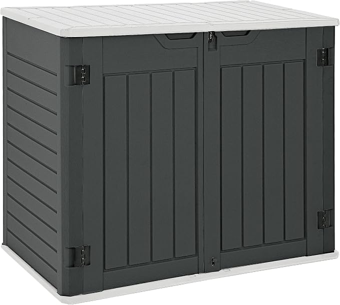 YITAHOME Outdoor Horizontal Storage Sheds w/o Shelf, Weatherproof Resin Tool Shed, Multi-Opening Door for Storage of Bike, Trash Cans, Garden Tools, 35 cu ft, Waterproof, Lockable, Dark Gray by YITAHOME