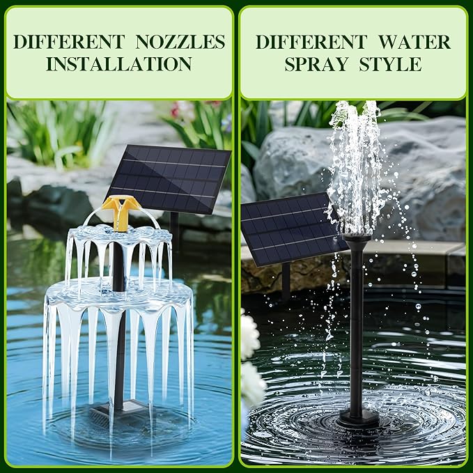 Solar Water Fountain Upgrade Solar Panel Water Fountain Adjustable Water Flow 2.8W 9V Solar Powered Water Pump for Water Feature Small Pond