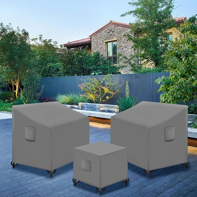 SIRUITON 3 Piece Outdoor Veranda Patio Garden Furniture Cover Set with 420D Durable and Water Resistant Fabric,Fit for Outdoor Wicker Patio Furniture Sets/Rattan Chair Conversation Sets-Grey - Image 5