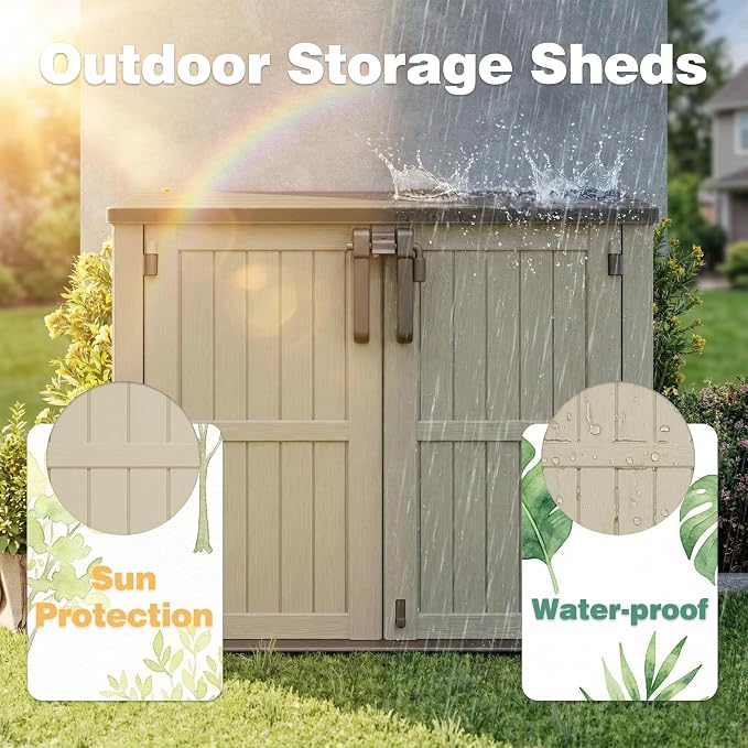 LHBcraft Waterproof Outdoor Storage Box 36 Cu Ft with Lockable Doors, Portable Horizontal Resin Storage Cabinet, Outdoor Storage Shed for Backyards, Easy to Assemble - Image 2