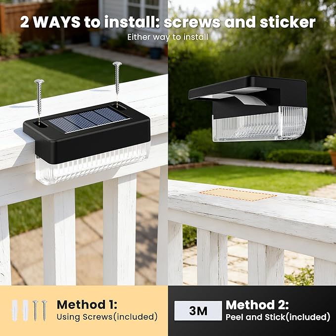 Solar Deck Lights Outdoor 24 Packs, Solar Powered LED Step Lights Waterproof Outdoor for Deck, Step, Fence, Wall, Patio, Yard, Pool, Pathway and Stairs (Warm White)