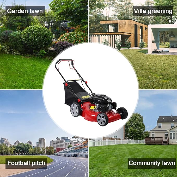 141cc 4-Stroke Gas Powered Lawn Mower with 50L Big Grass Tank,Self Propelled Gas Lawn Mower,Foldable Cordless Push Mowers Tractors for Yard & Garden Big Wheels,Ergonomic Handle,2850RPM Red - Image 5