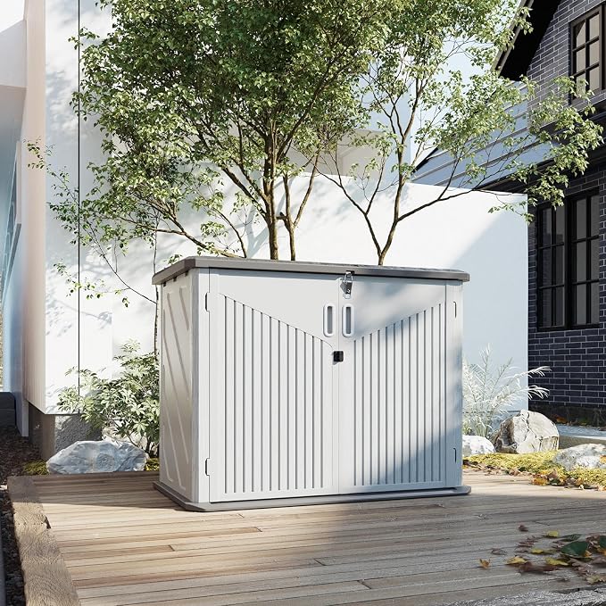 Aoxun Outdoor Storage Shed, 35 Cu.Ft Vertical Storage Sheds Outdoor with Floor, Outdoor Waterproof Storage Cabinet for Garage Storage, Pool Storage, Bike Shed, Garden Shed (White) by Aoxun