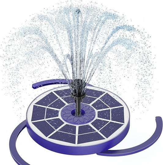 AISITIN 3.5W Solar Fountain Pump Built-in 1800mAh Battery, Solar Bird Bath Fountains with 8 Nozzles, Solar Water Pump for Garden Birdbath Pool Fish Tank Pond and Outdoor (purple)