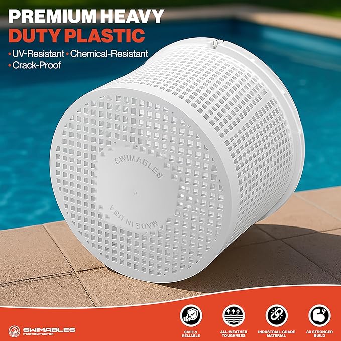Swimables Pool Skimmer Basket for Inground Pool Compatible with Pentair U-3 Skimmer Basket and Hayward SP1070 Pool Basket | Built-in Brass Weight | 316 Stainless Steel Handle & Convenient Rubber Grip - Image 4