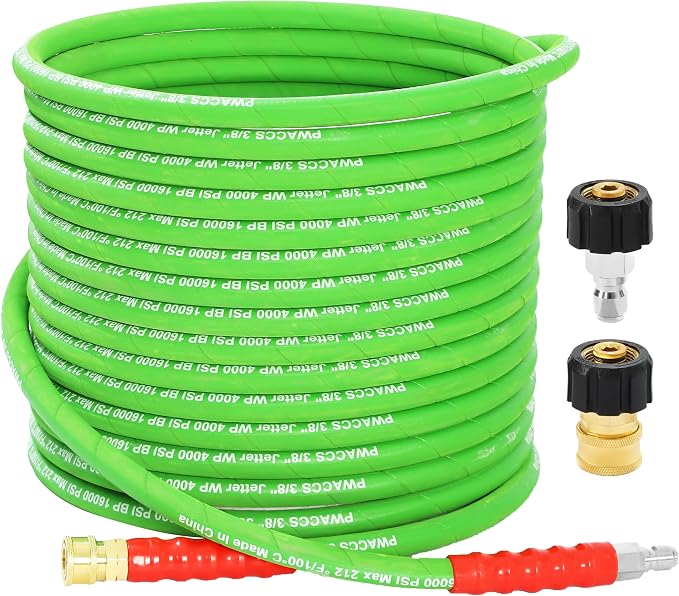 PWACCS Pressure Washer Hose 50 FT, 3/8" Kink Resistant Power Washer Hose Steel Braided Quick Connect with M22 14 Fittings for Cold/Hot Water, 4000 PSI - Image 9