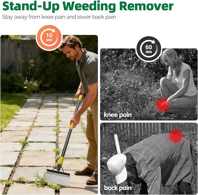 Floor Scraper Long Handle - Ice Removal Tool, Multifunctional Garden Cleaning Flat Shovel, 74" Weed Scraper Heavy Duty Sharp Blade for Lawn Edging,Sidewalk Weeding,Driveway Steps Snow Shovel - Image 8