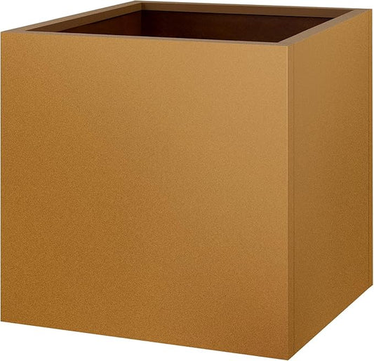 24"x24"x25" Corten Steel Planter Box, Rustic Metal Planter with Drainage Holes, Rust & Weather Resistant for Patio Garden Indoor Outdoor Commercial Use