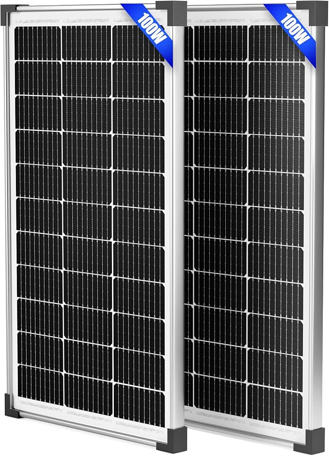 Voltset 200W 12V Solar Panels, High Efficiency 9BB Cell Monocrystalline Solar Panel IP67 Waterproof, Suitable for RV, Marine, Rooftop, Home, Yacht, Off-Grid Applications (2-Pack 100W) by Voltset