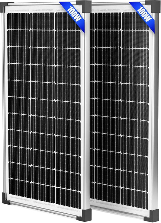 Voltset 200W 12V Solar Panels, High Efficiency 9BB Cell Monocrystalline Solar Panel IP67 Waterproof, Suitable for RV, Marine, Rooftop, Home, Yacht, Off-Grid Applications (2-Pack 100W) by Voltset