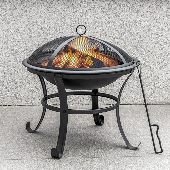 Panovue 22 in Firepit for Outside Outdoor Small Fire Pit,Durable Firepit with Mesh Lid,Log Grate,and Fire Poker,Fire Pit for Outside Backyard.Deck.Camping and Picnic - Image 2