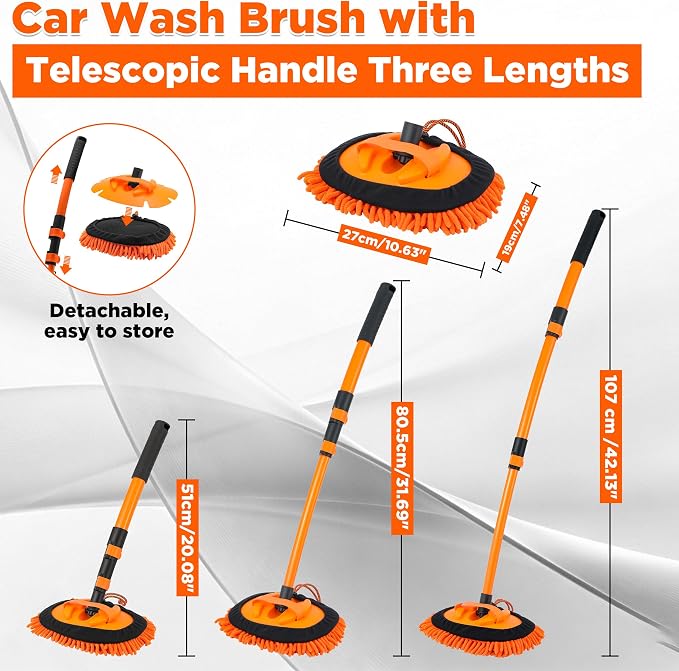 Tool Daily Short Pressure Washer Gun with Foam Cannon, 15° Curved Car Wash Brush with Long Handle, 5 Nozzle Tips, 1/4” Quick Connect - Image 4
