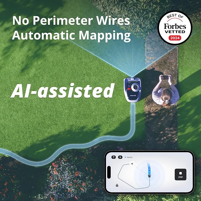 Segway Navimow i105N Robot Lawn Mower Perimeter Wire Free 1/8 Acre RTK+Vision Robotic Lawnmower, AI-Assisted Mapping, Virtual Boundary, APP Control, 58dB(A) Quiet, Multi-Zone Management - Image 2