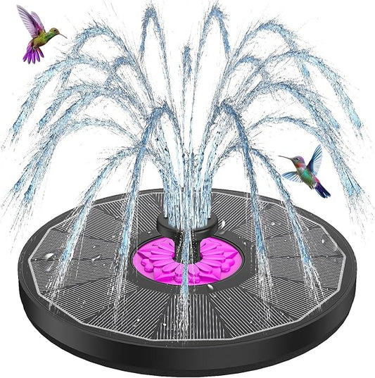 SZMP Powerful 3.5W Anti-Drift Solar Fountain for Bird Bath, Solar Powered Water Pump with 7 Nozzles, Bird Bath Fountain for Garden, Pool, Pond – Attracts Hummingbirds (Black)
