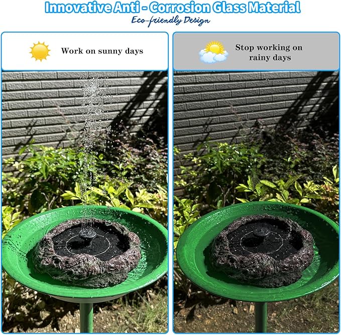 TIANCENTRAL H Solar Bird Bath Fountains High Efficiency Panels Birdbath Fountain 5 Spray Types Water Fountain Realistic Rock Design Ideal for Garden Enthusiasts and Bird Lovers in Patios