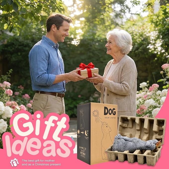 Goodeco Dog Statue with Solar Butterfly - Ideal Gifts for Mom, Dad or Birthdays, Beautifully Crafted Outdoor Decorations to Wow Your Guests - Image 4
