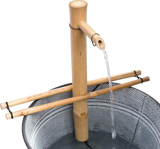 18” Bamboo Fountain Kit – Adjustable Branch Arm Spout with Quiet Pump for Indoor/Outdoor Bowl Fountains – Container Not Included | Natural Bamboo Water Feature for Zen Garden, Patio & Home Décor
