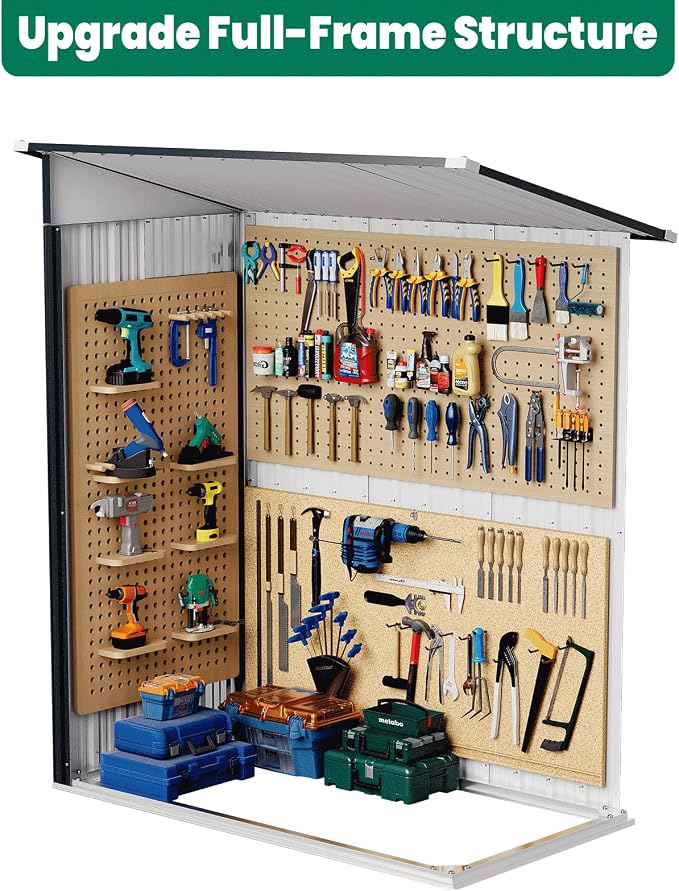 5x3 FT Outdoor Storage Shed, Weatherproof Garden Shed with Lockable Double Doors, Sloped Roof & Ventilation for Backyard, Patio, Poolside - Image 6