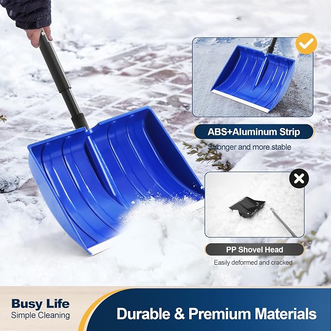 Yocada Snow Shovel for Driveway Home Garage Snow Removal 55 inch Long with D-Grip Handle Aluminum Strip Large Capacity Shovel for Garden Car Camping Outdoor - Image 5
