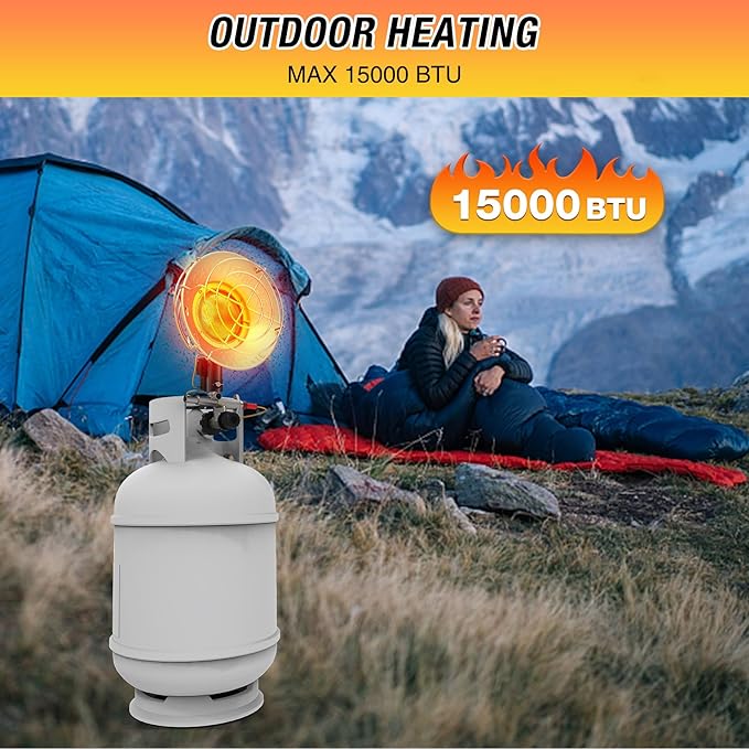 Tank Top Propane Heater, 15000 BTU Protable Gas Heater with Cordless Radiant for Outdoor Use, Tip-Over Protection, Safety Shut-off Valve and 3 Settings for Patio, Camping, Garage