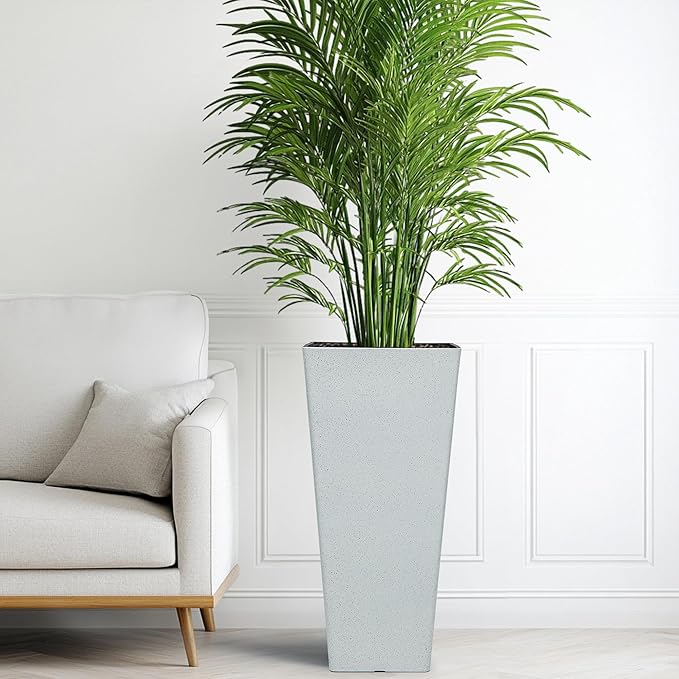 28" Tall Planters for Outdoor Plants, Extra-Large White Flower Pots for Blaconl, Porch, Living Room Corner, Garden, Patio, Deck Decor