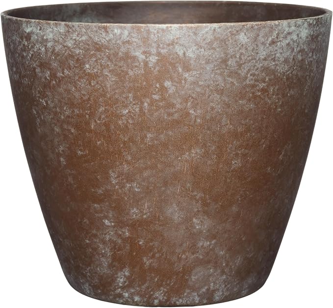 Classic Home and Garden Vogue Planter Pots w/Pottery Quality Finish - Modern Indoor & Outdoor Flower Pots - UV-Resistant Porch Planters - Decorative Pot for Flowers & Herbs (8?€? Weathered Copper)