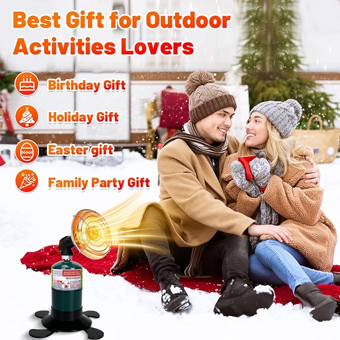 Portable Propane Heater for Camping, Outdoor Small Space Patio Heater, Cordless Gas Heaters with Foldable Tank Holder, Fast Radiant Heaters for Camping Tent, Winter Hiking, Ice Fishing & Hunting