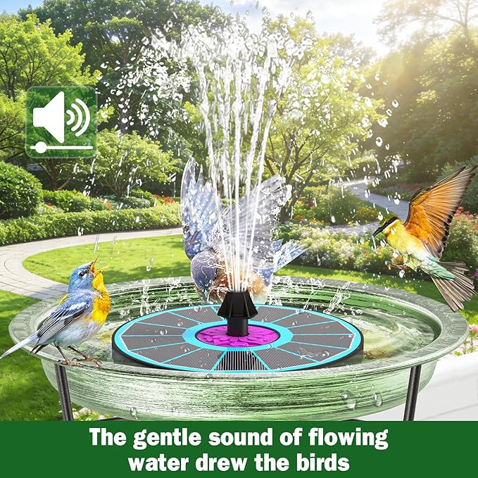 SZMP Powerful 3.5W Anti-Drift Solar Fountain for Bird Bath, Solar Powered Water Pump with 7 Nozzles, Bird Bath Fountain for Garden, Pool, Pond – Attracts Hummingbirds (Blue)