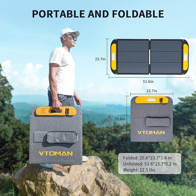 VTOMAN Jump 600X Portable Power Station with 110W Solar Panel, 600W/299Wh LiFePO4 Battery Solar Generator, 1200W AC Outlet, PD 60W USB-C, 3x Regulated 12V/10A DC for RV, Outdoor Camping, Home Backup - Image 9