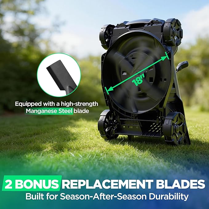 18" 40V Cordless Lawn Mower for Small to Medium Yards, Capable of Gas-Like Cuts with Brushless Motor, Used for Mulching/Bagging, 6 Heights for Seasonal Grass, Dual 5.0Ah Batteries Included - Image 4