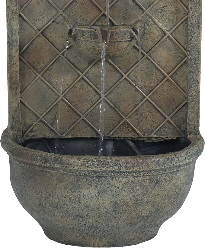 Sunnydaze 26" Outdoor Wall Water Fountain with Pump and Panel - Florentine Stone - Messina - Solar-Powered
