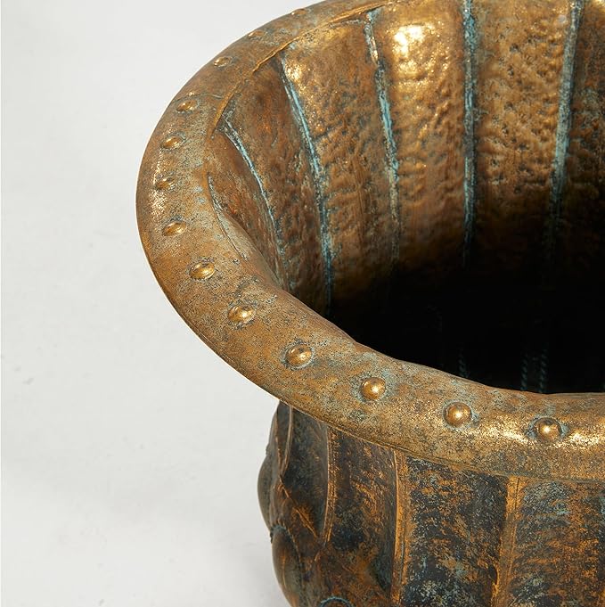 Worth Garden 24.5" H. Metal Urn Planters 2-Pack - Bronze Classic Antique Iron Plant Pots - Large Decorative Rustic Flower Pots for Outdoor Use - Traditional Urn Planter for Patio, Front Porch