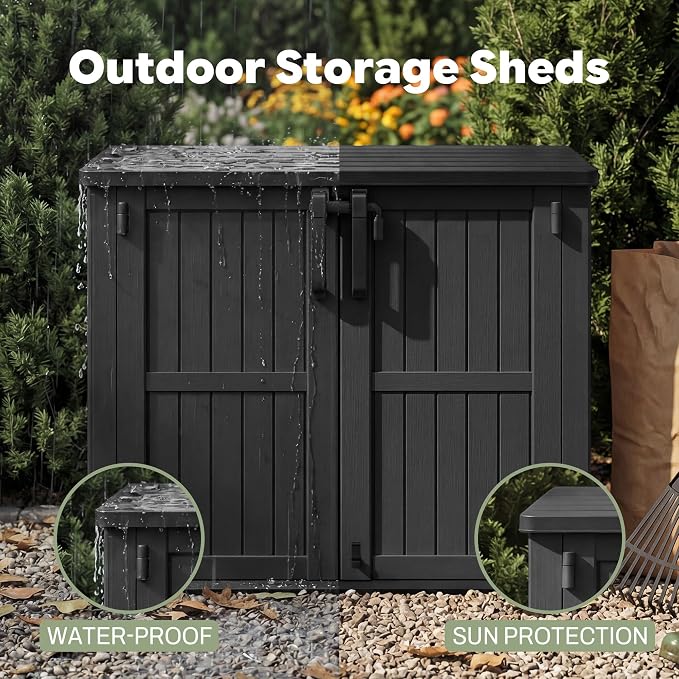 LHBcraft Waterproof Outdoor Storage Cabinet 36 Cu Ft, Portable Horizontal Resin Storage Shed for Backyards, Patios, Waterproof Outdoor Storage Box with Lockable Doors - Image 3