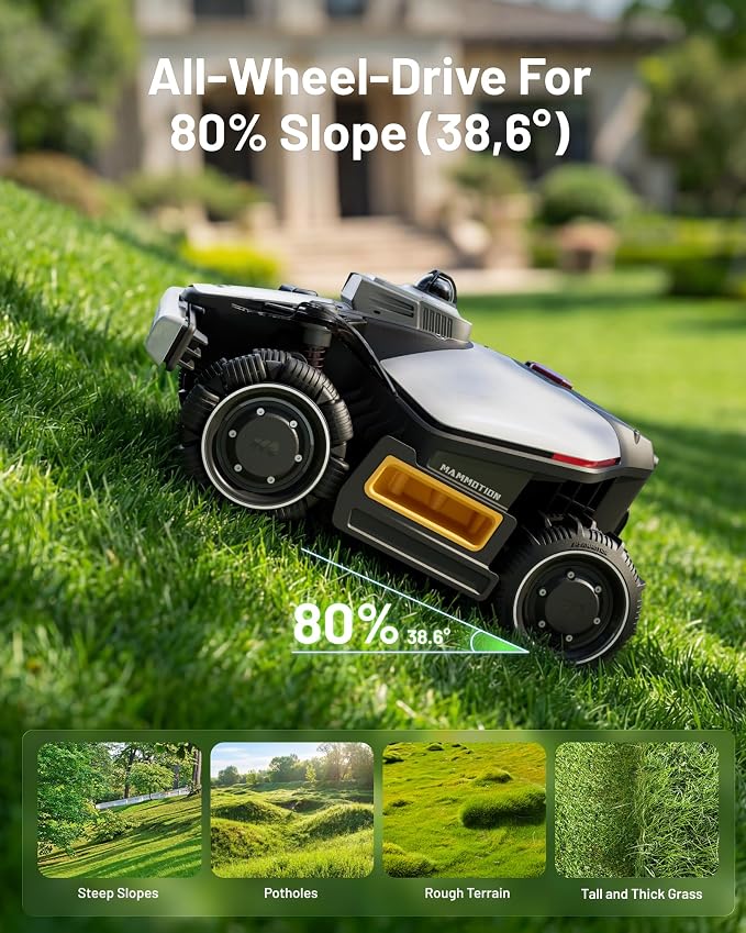 (2026 Upgrade) Mammotion LUBA mini 2 AWD 1500H Robot Lawn Mower, for 0.37 Acres, 360° LiDAR+Dual-Camera AI Vision, 80% Slope, DropMow, 20 Multi-Zone Management, Cutting Height 2.2"-4.0" - Image 6