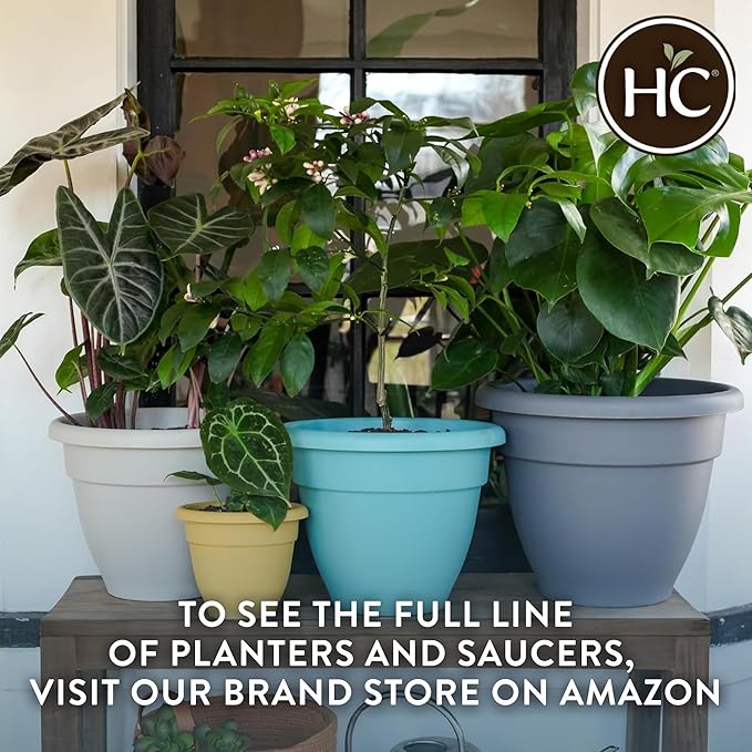 The HC Companies Caribbean Planter Pot - Outdoor & Indoor Plant Pot with Drainage Hole & Plug - Rolled Rim Plastic Pots for Plants & Flowers - Decorative Plant Pot (10" Dusty Teal, Pack of 1)