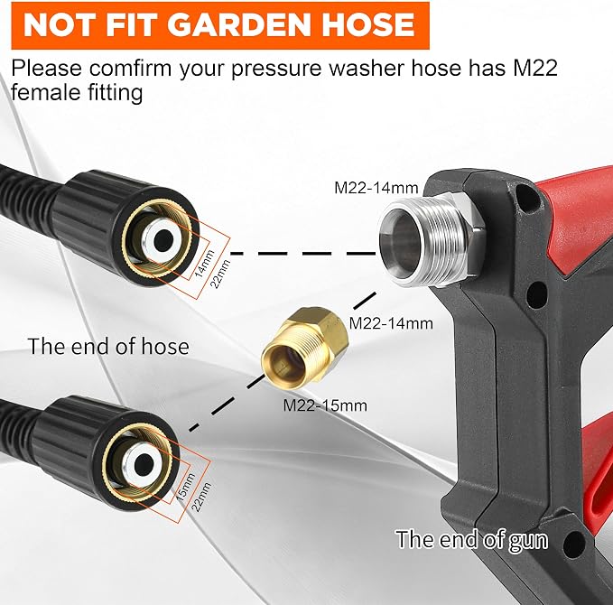 Tool Daily Short Pressure Washer Gun with Foam Cannon, 15° Curved Car Wash Brush with Long Handle, 5 Nozzle Tips, 1/4” Quick Connect - Image 9