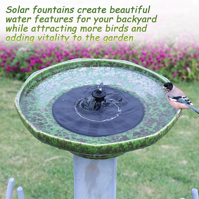 Solar Fountain Ceramic Bird Bath,Birdbaths for Outdoors,Outdoor Fountain Bird Bath,Garden and Home Décor