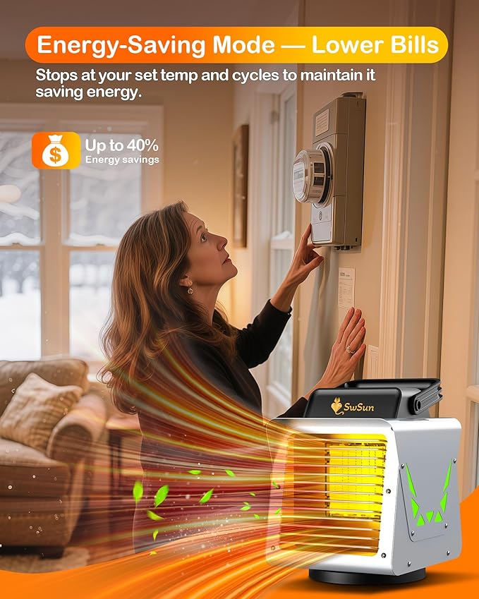 1500W Greenhouse Heater with Thermostat WIFI APP, Heater for Outdoor Greenhouse Green House with APP Remote Control Portable Smart Electric Heat for Green Plants