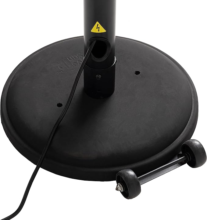 Fire Sense 02678 Telescoping Offset Pole Mounted Infrared Patio Heater With Wheels 1500 Watt Indoor Outdoor Powder Coated Steel Tip over Protection System Cover Included - Black