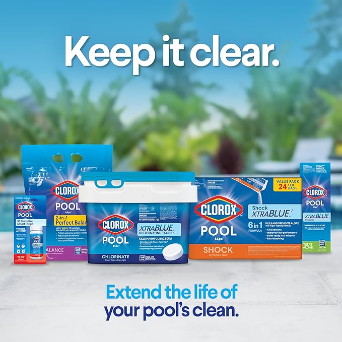 Clorox® Pool&Spa™ Shock XTRABLUE®, Kills Bacteria & Algae in Swimming Pools, Swim-Ready in 15 Minutes, (24-Pack) - Image 5