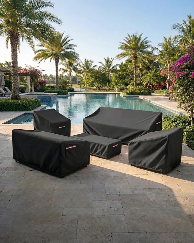 Waterproof Rectangular Patio Coffee Table Cover, 600D Heavy Duty Outdoor Furniture Protection Weather UV Resistant for Patio Furniture Protective Garden Table Cover 36 x 24 x 16 inches,Black - Image 2