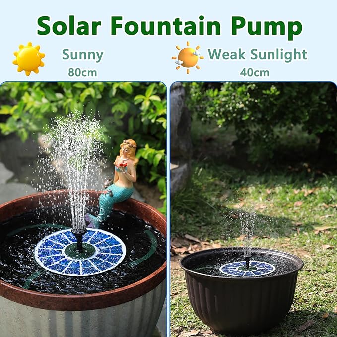 AISITIN 3.5W Solar Fountain for Bird Bath Upgraded 2026, Solar Powered Bird Bath Fountain with 3 Anti-Drift Bracket & Windmill 8 Nozzles & Glass Panel for Garden, Courtyard, Pond, Pool (Geeen)